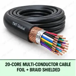 TMT Global 20 core foil + braid shielded multi-conductor cable, with 20 individually insulated copper conductors.