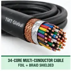 TMT Global 34 core foil + braid shielded multi-conductor cable, with 34 individually insulated copper conductors.