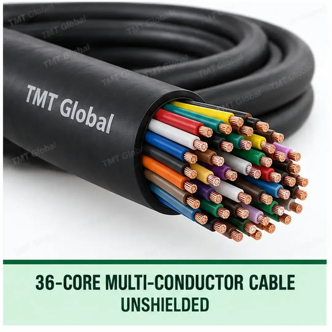TMT Global 36 core unshielded multi-conductor cable, with 36 individually insulated copper conductors. TMT Global 36 core unshielded multi-conductor cable, with 36 individually insulated copper conductors.