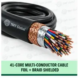 TMT Global 41 core foil + braid shielded multi-conductor cable, with 41 individually insulated copper conductors.