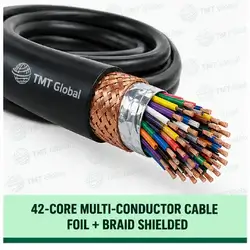 TMT Global 42 core foil + braid shielded multi-conductor cable, with 42 individually insulated copper conductors.