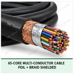 TMT Global 65 core foil + braid shielded multi-conductor cable, with 65 individually insulated copper conductors.