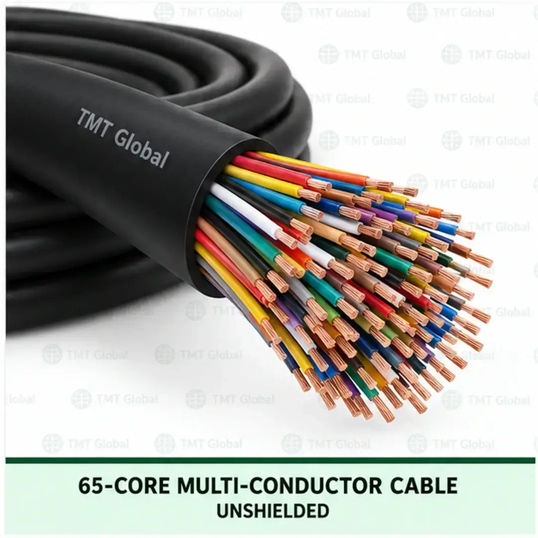 TMT Global 65 core unshielded multi-conductor cable, with 65 individually insulated copper conductors. TMT Global 65 core unshielded multi-conductor cable, with 65 individually insulated copper conductors.