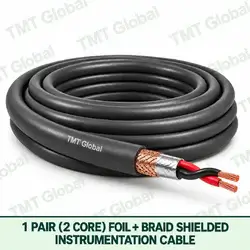TMT Global 1 pair 2 core foil and braid shielded instrumentation cable, with twisted pairs visible