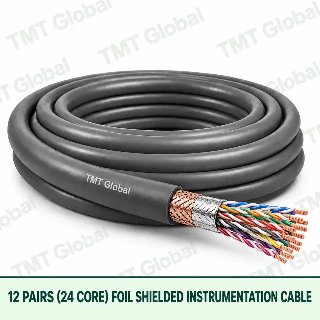 TMT Global 12 pair 24 core foil shielded instrumentation cable, with twisted pairs visible TMT Global 12 pair 24 core foil shielded instrumentation cable, with twisted pairs visible