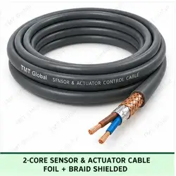 TMT Global 2 core foil and braid shielded sensor and actuator cable, with 2 visible conductors.
