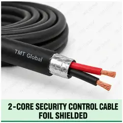 TMT Global 2 core security control cable, showing 2 copper conductors; foil shielded.