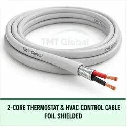 TMT Global 2 core foil shielded thermostat and HVAC control cable, with 2 insulated copper conductors.
