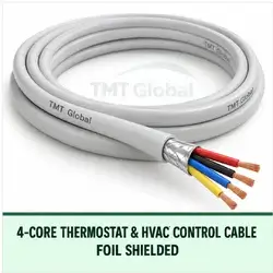 TMT Global 4 core foil shielded thermostat and HVAC control cable, with 4 insulated copper conductors.