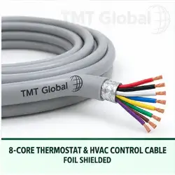 TMT Global 8 core foil shielded thermostat and HVAC control cable, with 8 insulated copper conductors.